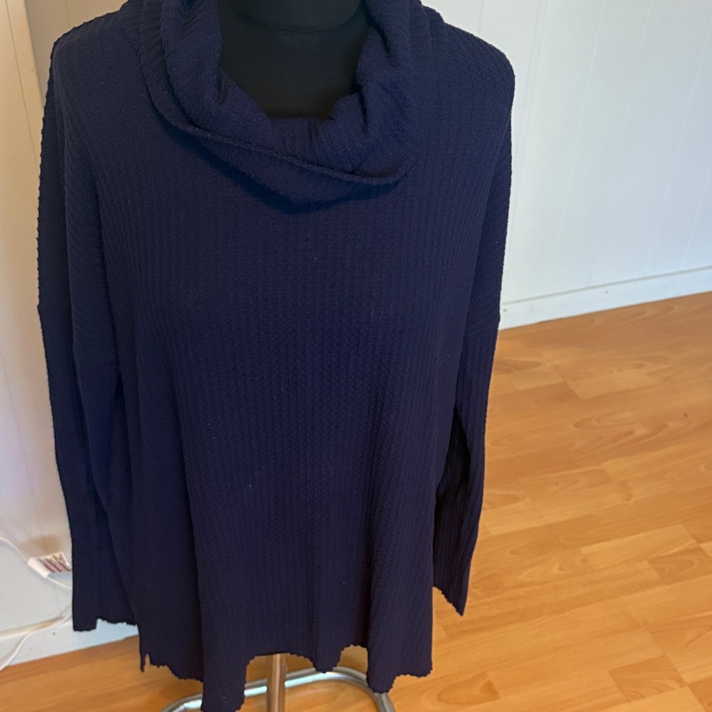 BP Navy Cowl Neck waffle Knit